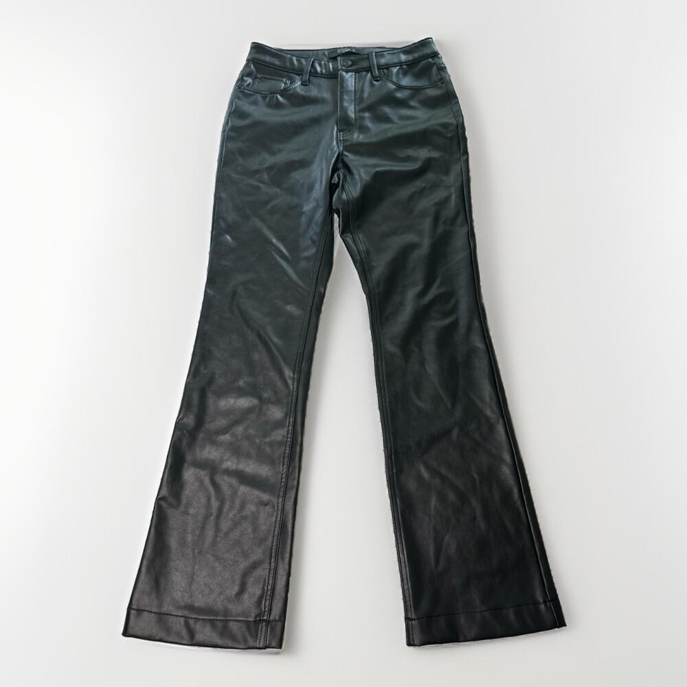 Stitch Star Black Faux Leather Pants Size 8 Boot Cut Women's Stretch